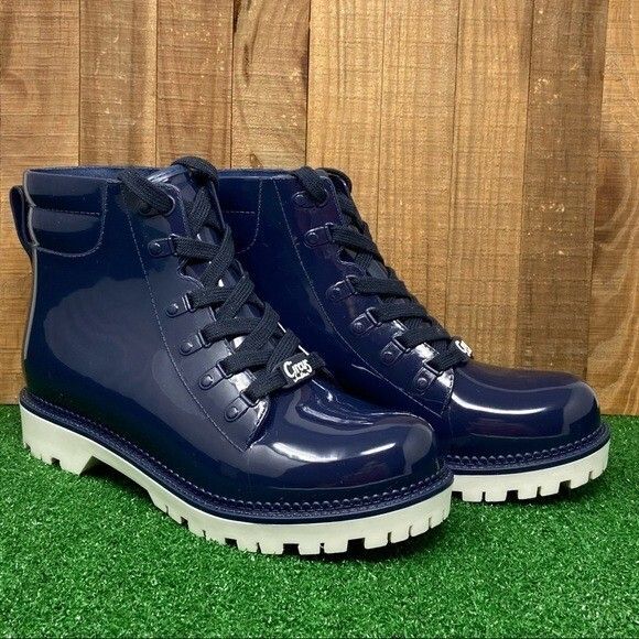 Circus Sam Edelman Blue Rubber Combat Rain Boot Women's SZ 9 - Picture 4 of 12